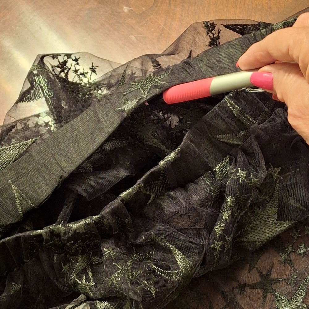 Romwe Black Mesh Sheer Embroidered Stars Maxi Cover-up Skirt Women Size Medium - Picture 15 of 16